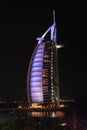 Burj Al Arab at the night, Luxury 7 Stars Hotel DUBAI Royalty Free Stock Photo