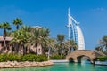 Burj Al Arab Tower of the Arabs seen from Madinat Jumeirah in Dubai, United Arab Emirat