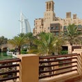 Burj Arab hotel from souk Dubai  UAE Royalty Free Stock Photo