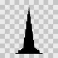 Burj Khalifa Black silhouette vector icon png Royalty Free Stock Photo