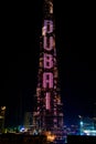 Burj Khalifa with colorful LED show Happy New Year Dubai, UAE