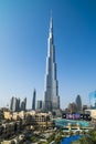 Burj Khalifa, the tallest building in the world with surrounding skyscrapers, Dubai, UAE