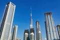 Burj Khalifa in Dubai downtown business skyscrapers highrise architecture. Royalty Free Stock Photo