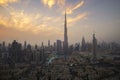 Burj Khalifa and Dubai Fountain against the sunset Royalty Free Stock Photo