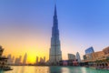 Burj Khalifa in Dubai at sunset, UAE