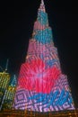 Burj Khalifa LED lighting show, on MArch 7 in Dubai, UAE