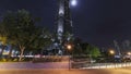 Burj Khalifa with Moon in Dubai, UAE. Timelapse hyperlapse Royalty Free Stock Photo