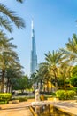 Burj Khalifa standing over the Palace Downtown Dubai hotel in the UAE...IMAGE Royalty Free Stock Photo