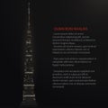 Burj Khalifa tower Dubai. Skyscraper silhouette, famous building. Vector Royalty Free Stock Photo