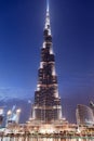 Burj Khalifa tower at night Royalty Free Stock Photo