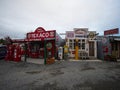 Burkes Pass, New Zealand - 2023: Old historic red Texaco gas station fuel pump in Burkes Pass Village outdoor museum