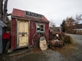 Burkes Pass Village, Canterbury New Zealand - 2023: Old historic antique roadside Blacksmith hut shop outdoor museum Royalty Free Stock Photo