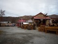 Burkes Pass Village, Canterbury New Zealand - 2023: Old historic shop outdoor museum with antique classic car collection Royalty Free Stock Photo