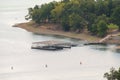 Burkesville, KY - September 13, 2023: Distant view of the Trooper Island covered marina