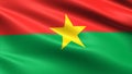 Burkina Faso flag, with waving fabric texture