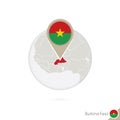 Burkina Faso map and flag in circle. Map of Burkina Faso, Burkin Royalty Free Stock Photo