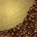 Burlap background with coffee beans