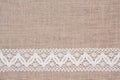 Burlap background with lace Royalty Free Stock Photo