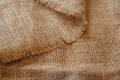 Burlap brown as a background image. Top view, copy space