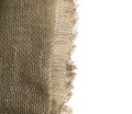 Burlap Edge or Old Linen Canvas on White Background Royalty Free Stock Photo