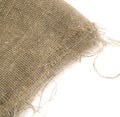 Burlap Edge or Old Linen Canvas on White Background Royalty Free Stock Photo