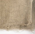 Burlap Edge or Old Linen Canvas on White Background Royalty Free Stock Photo