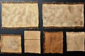 Burlap Fabric Label Pieces, Rustic Hessian Patch Torn Sack Cloth Royalty Free Stock Photo