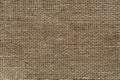 Burlap fabric texture macro. Background of coarsely woven sackcloth from jute, hemp or flax. Design element for rustic country