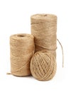 Burlap jute twine coil bobbins isolated on white Royalty Free Stock Photo