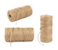 Burlap jute twine coil bobbins isolated on white Royalty Free Stock Photo