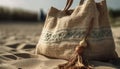 Burlap sack filled with sand hangs from rope in nature generated by AI Royalty Free Stock Photo