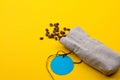 Burlap sack full of coffee beans Royalty Free Stock Photo