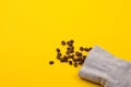 Burlap sack full of coffee beans Royalty Free Stock Photo