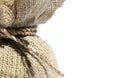 Burlap sack and rope Royalty Free Stock Photo