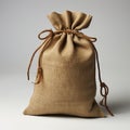 Burlap sack on white background, created with generative AI Royalty Free Stock Photo