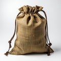 Burlap sack on white background, created with generative AI Royalty Free Stock Photo