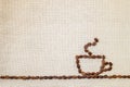 Burlap Sackcloth Canvas and Coffee Beans Photo Background. Copy