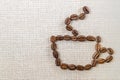Burlap Sackcloth Canvas and Coffee Beans Photo Background. Copy Royalty Free Stock Photo
