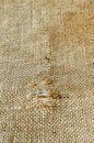 Burlap texture with a hole Royalty Free Stock Photo
