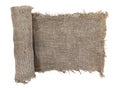 Burlap texture. A piece of torn burlap on a white background. Canvas. Packing material Royalty Free Stock Photo