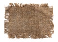 Burlap texture. A piece of torn burlap on a white background. Canvas. Packing material Royalty Free Stock Photo