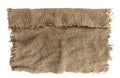 Burlap texture. A piece of torn burlap on a white background. Canvas. Packing material Royalty Free Stock Photo