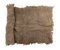 Burlap texture. A piece of torn burlap on a white background. Canvas. Packing material Royalty Free Stock Photo