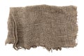 Burlap texture. A piece of torn burlap on a white background. Canvas. Packing material Royalty Free Stock Photo