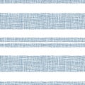 Burlap textured stripe vector seamless pattern background. Horizontal wide narrow stripes with coarse linen weave. Delft Royalty Free Stock Photo