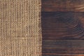 Burlap on wood Royalty Free Stock Photo