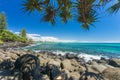 Burleigh Heads on a clear day looking towards Surfers Paradise on the Gold Coast Royalty Free Stock Photo