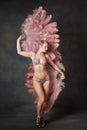 Burlesque dancer with feather fans