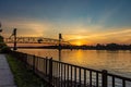 Burlington-bristol bridge on the a deep sea while the sunset.