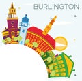 Burlington Skyline with Color Buildings, Blue Sky and Copy Space Royalty Free Stock Photo